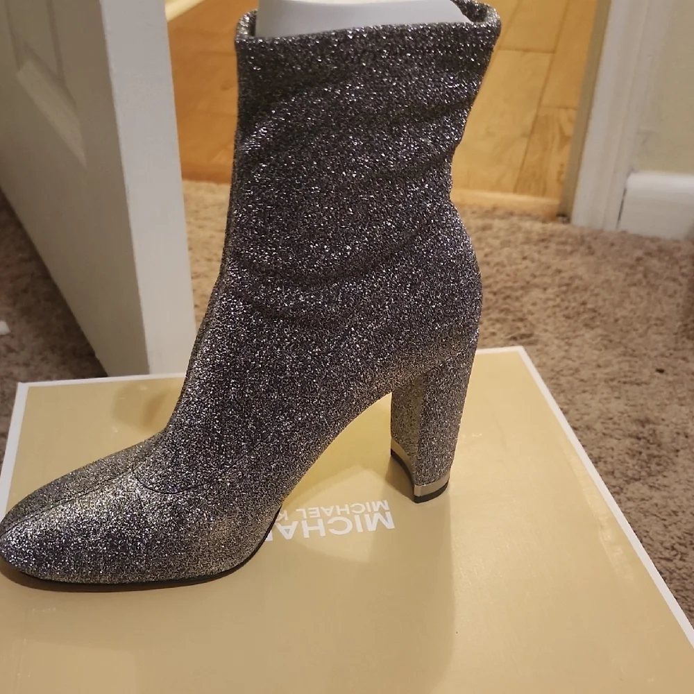 MICHAEL Michael Kors Sparkling Silver Heeled Boots - Picture 2 of 4
